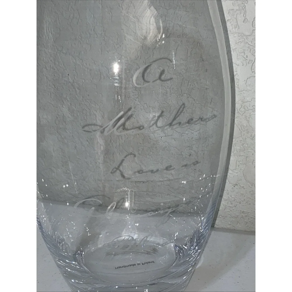 Etched Clear Glass Floral Vase Mother's Day 